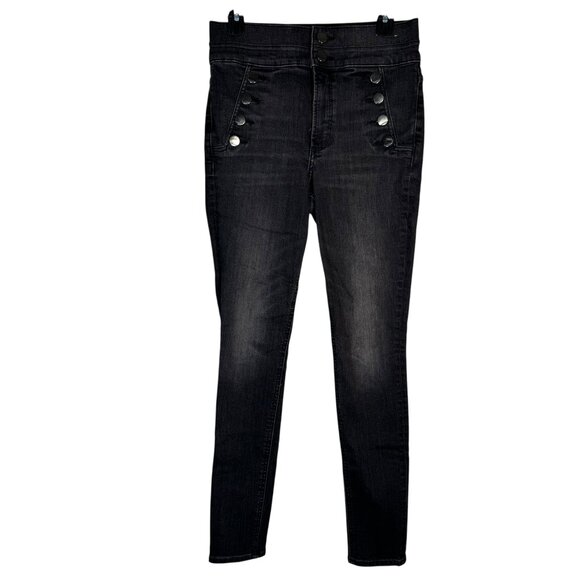 Express Stretch Denim Perfect Legging Super High Rise Black Skinny Jeans Pant 6R - Picture 1 of 6